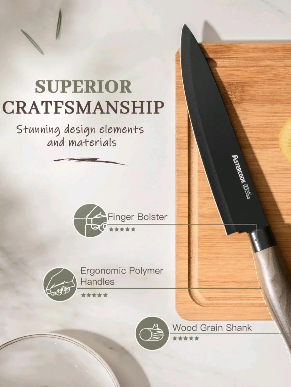 Astercook 6-Piece Knife Block Set